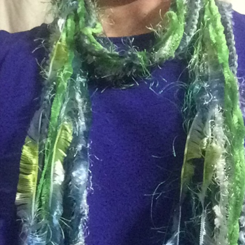 #9 Blue and Green skinny scarf